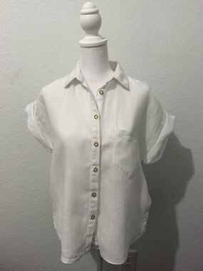 ZARA White Linen Shirt – Size S